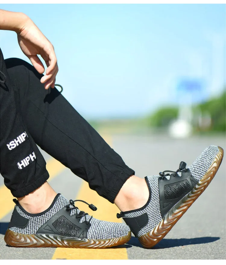 Safety Shoes Breathable Mesh Steel Toe Cap Labor Shoes Summer Lightweight Work Anti-smashing Stab-resistant Protective Footwear (17)