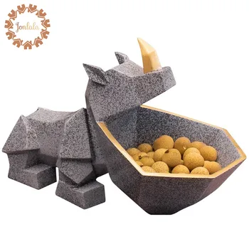 

New Arrival Geometry Rhino Sundries Holder Candy Box TV Control Holder Living Room Coffee Table Decoration Rhino Best Gift