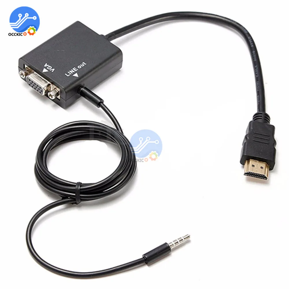 HDMI к VGA адаптер Мужской к женскому видео конвертер разъем HD 1080P цифро-аналоговый аудио для ПК ноутбук планшет проектор