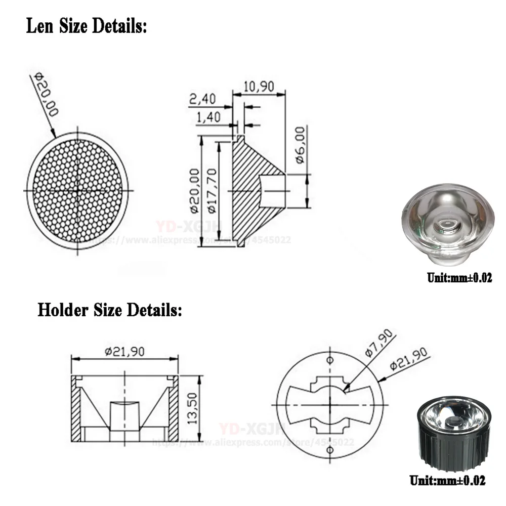 High Power DIY  5 8 10 15 25 30 35 45 60 90 120 Degrees 20mm  PMMA Lens + White /Black Bracket For 1W 3W 5W LED Chip COB