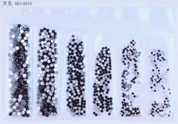 Colors Nail Rhinestones 1 Pack 1 Bag about 1440 PCS Mixed Size Round Flat-back AB Crystal/Rhinestone
