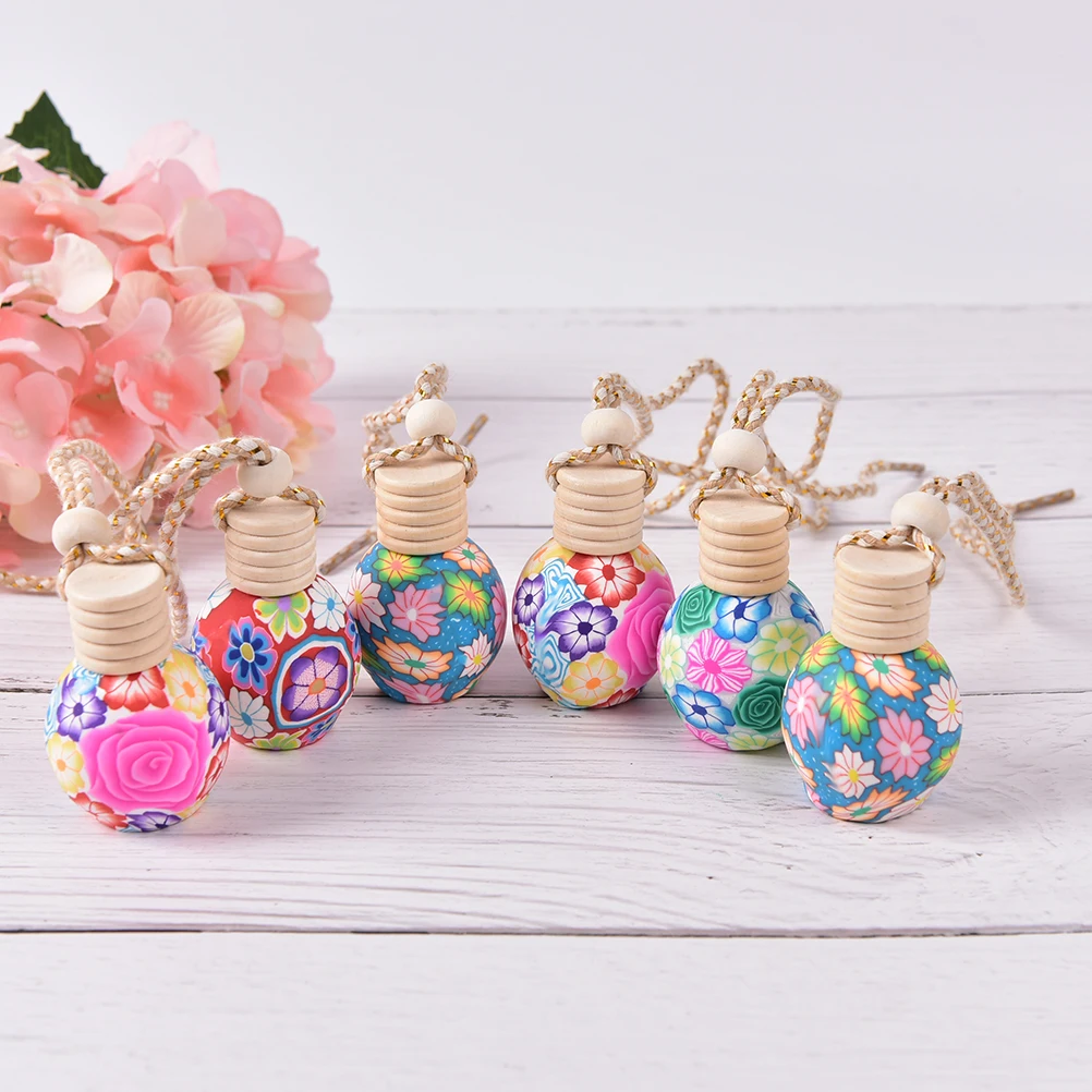 

AACAR 1PC 12ml Glass Perfume Bottle Polymer Clay Vials for Essential Oil Fragrance Bottle Charming Pendant Car Decoration