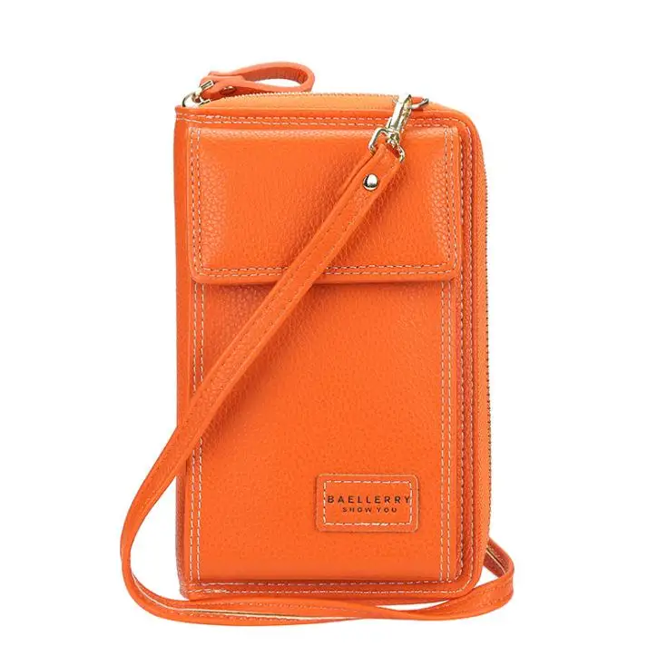 Orange Кошельки для женщин baellerry, длинный стильный кошелек-мессенджер, кошелек с рисунком личи, Свежий кожаный женский клатч, держатель для карт, отделение для монет - Цвет: Orange