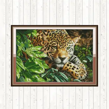 

Leopard Cross Stitch Kits 14ct 11ct Printrd Canvas DIY Handmade Needlework Embroidery Sets Counted Patterns DMC Floss Crafts