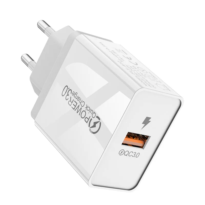 USLION 3A EU Plug USB зарядное устройство Быстрая зарядка 3,0 быстрый мобильный телефон настенные зарядные устройства для iPhone XS X 8 7 samsung Note 9 S9 S10 huawei - Тип штекера: White