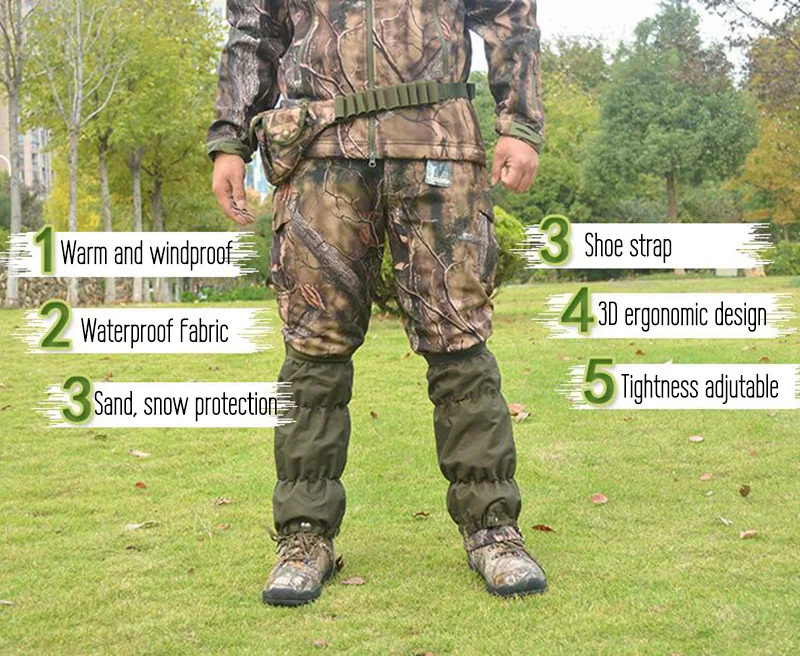Tactical Waterproof Leg Gaiters For Hunting Climbing Hikking Snow Gaiters Legging Boots Shoes Cover Leg Sleeve Sports