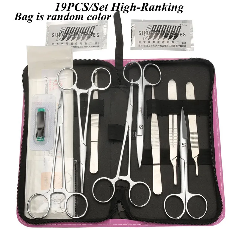 

11/13/19Pcs Practice Kit Medical Suture Student Surgical Debridement Skin Model Suture Needle Scissors Tweezers Course Tool Set