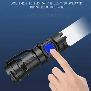 

USB Rechargable Flashlight 3 Lighting Mode Portable Mini LED Zoom Focus Penlight Lightweight Easy Carrying LED Flashlight