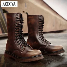 AKEXIYA/классические зимние женские ботинки; роскошные женские мотоциклетные ботинки из натуральной кожи; теплые женские зимние ботинки с толстым плюшем; большие размеры