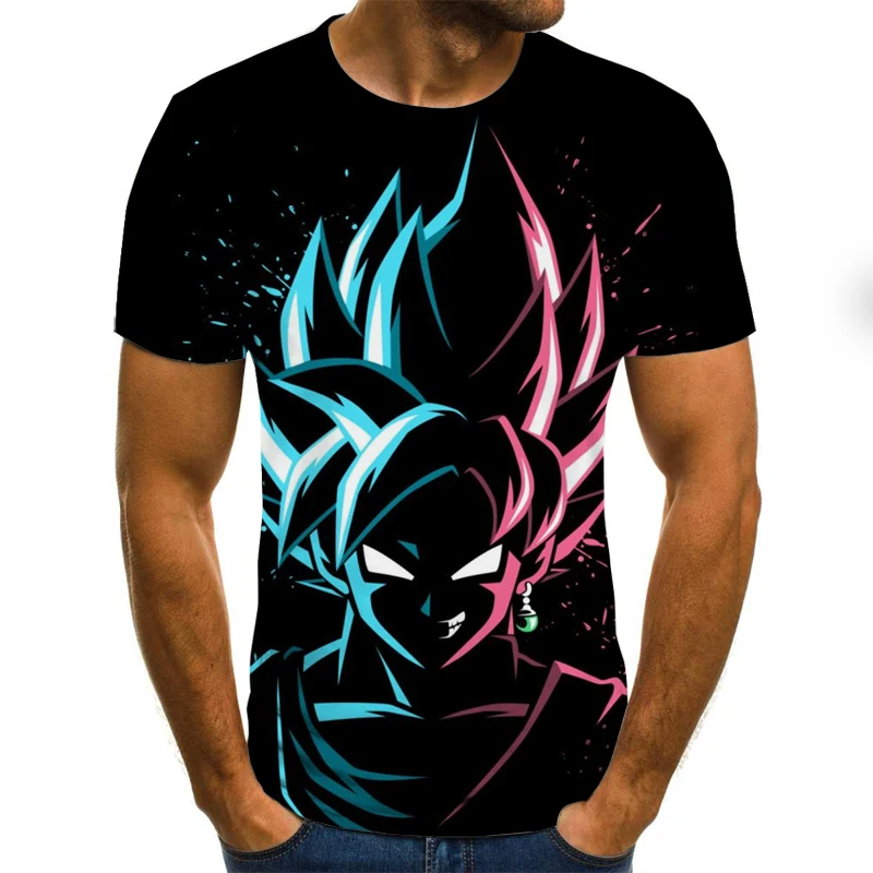 Mens T-Shirt Apparel Harajuku-Tops Streetwear 3D Funny Anime Plus-Size Summer Round-Neck