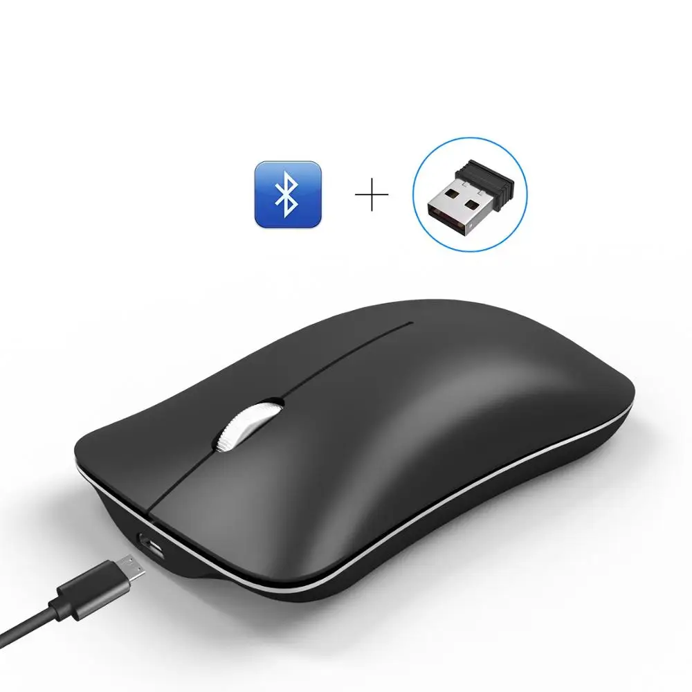 

Fanshu Wireless 2.4G Bluetooth 3 Mode Rechargeable Ultra-Thin Metal Gaming Mouse for Office PC Gamer Computer Mac Laptop Tablet