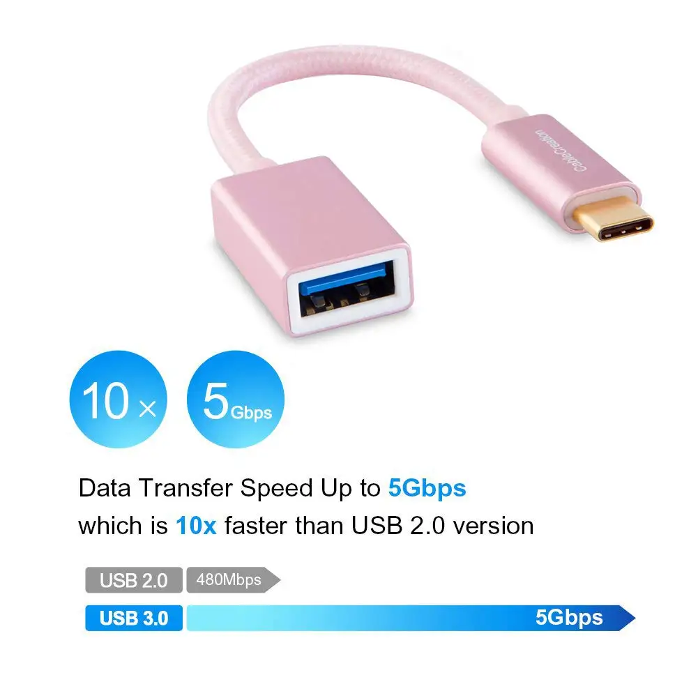 USB C к USB адаптеру, USB-C к USB-A 3,0 Женский адаптер OTG(on-The-go) кабель, совместимый с новым MacBook(Pro), Dell XPS 13/15