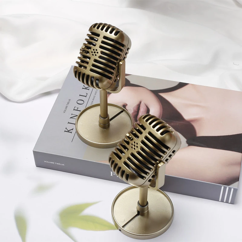 headset with mic Simulation props mic Classic Retro Dynamic retro microphone Universal vintage microphone Stand for Live Performance Recording podcast microphone Microphones