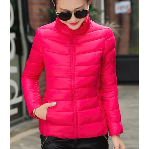 ZOGAA, Женская Весенняя парка, куртка, пальто, теплый ультра светильник, пуховик на утином пуху, Женская куртка, тонкое однотонное пальто, женские парки - Цвет: rose red no hat
