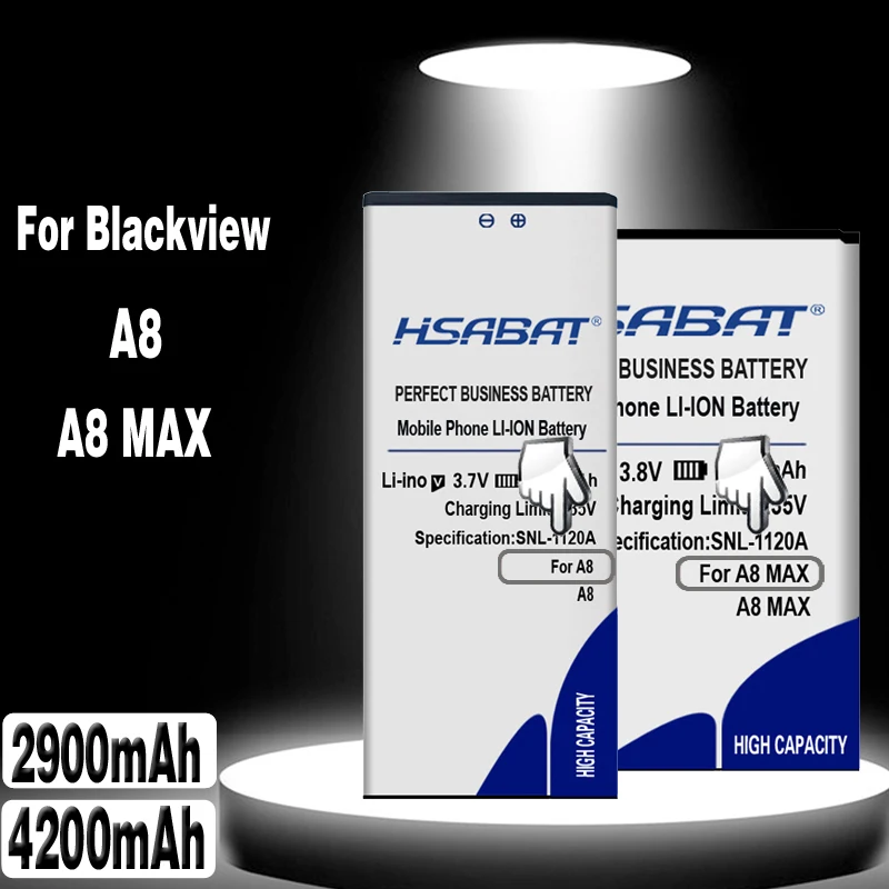 HSABAT 100% новый 2900mAh ~ 4200mAh аккумулятор для Blackview A8 батареи MAX|Аккумуляторы мобильных