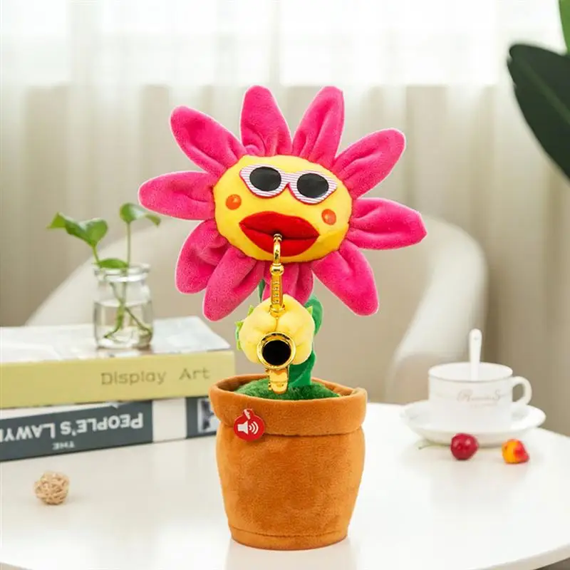 1pc Sunflower Saxophone Plush Toy Creative Doll Singing Dancing USB Charging for Kids Friends (Red 72 Songs) | Игрушки и хобби