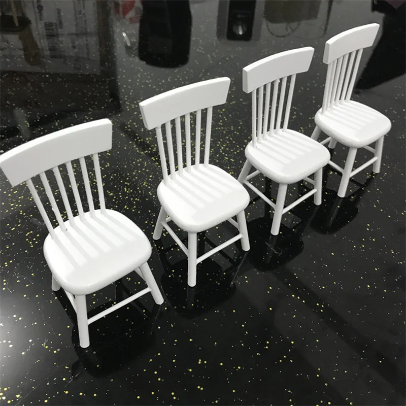  5 PCS Wooden Table Chair Set Mini Doll Furniture Model for 1/12 Dollhouse Play House Toys Hot Sales