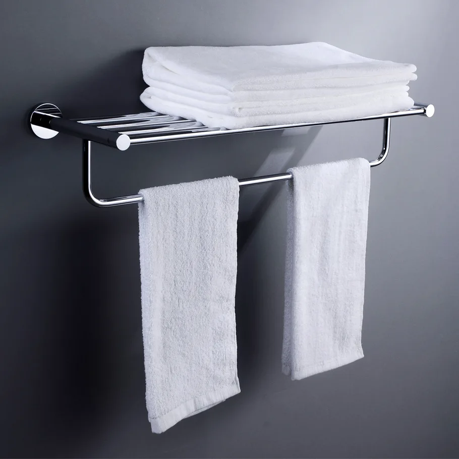 

Copper Base Stainless Steel Sanitary Ware Toilet Bathroom Hardware Hanging Rack Double Layer Towel Rack Storage
