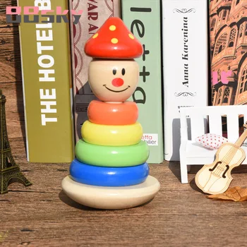 

BBSKY Rainbow Stacking Ring Tower Stacking Folding Cup Stapelring Blocks Wood Plastic Toddler Clown Tumbler Baby Infant Toy C162