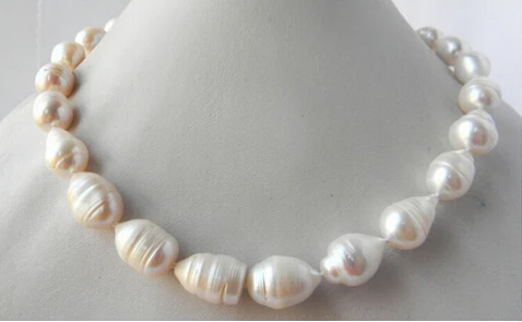 810 17'' White 13mmx18mm Teardrop Freshwater pearl Necklace