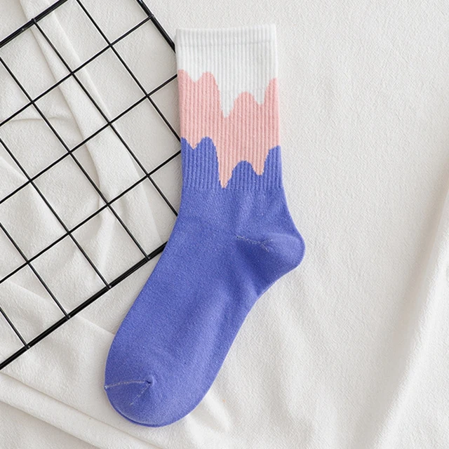 Ins Fashion Pinkycolor Women Socks Girls New Street Sports Warmer Thicken Spring Solid Colorful Middle Tube Soft free shipping Blue