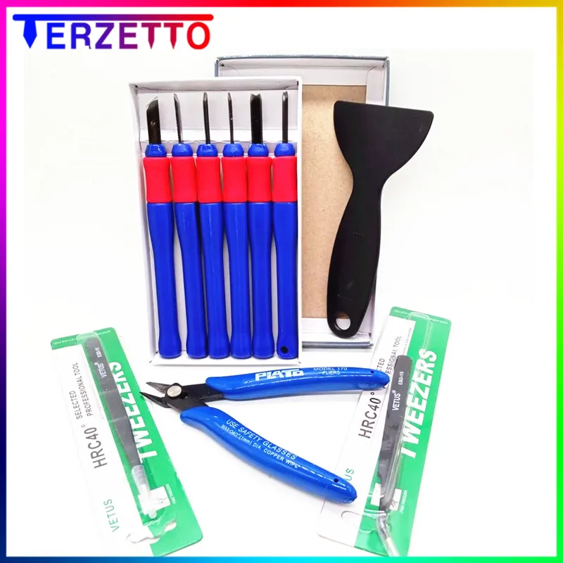 Repair Knife Tweezers Spade Clipper Tool Kit Set for 3D Printed Model Deburring Clean-up 10pcs/set 3D Printer Parts