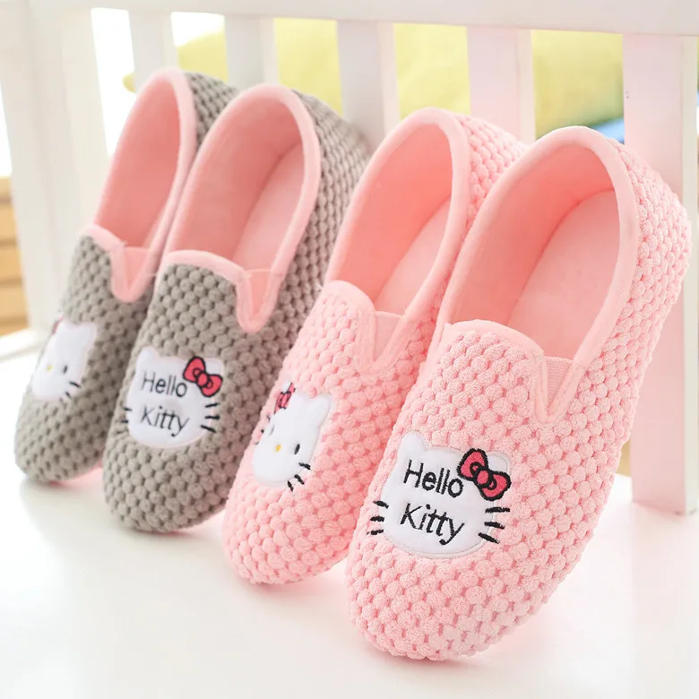 Pineapple KT cat autumn month shoes thick plush warm cotton slippers non-slip thick-soled floor shoes