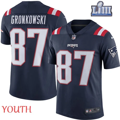 Молодежная Детская Новая Англия Rob Gronkowski Патриоты Super Bowl LIII Bound jersey - Цвет: YOUTH