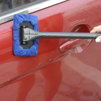

New Portable Car Window Cleaner Long Handle Car Wash Brush Handle Microfiber Bonnet Windshield Easy Cleaner For Car Hot Sale