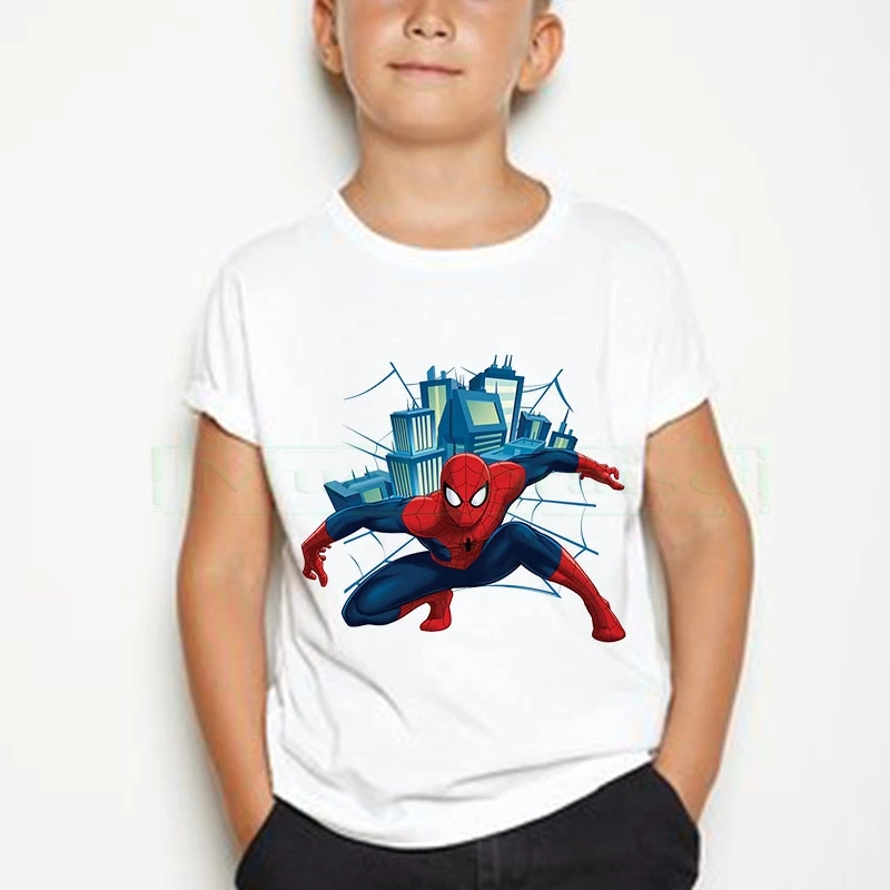 

Children tshirt Number Super Hero Cartoon Children's Pure cotton T-shirt Summer Soft Cotton Boys T Shirt Spider Man Tshirt Kid