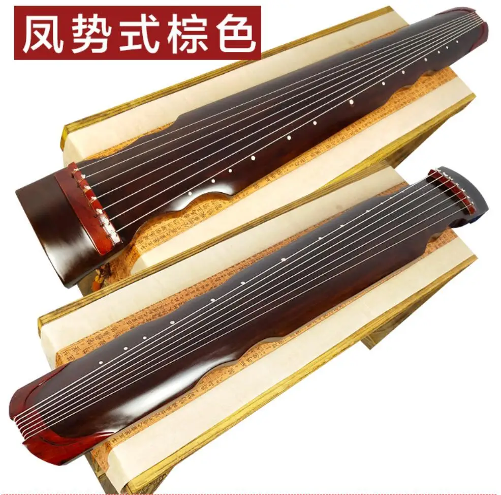 FengShi Brown SevenAngel китайский Fuxi HunDun Guqin 7 струн старая пауловния древний зитер для начинающих Практика Guqin ручной работы музыкальный - Цвет: FengShi Brown