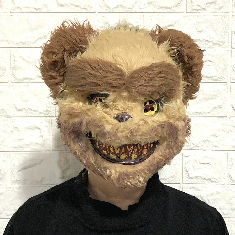 Yellow Bear Хэллоуин жуткая кровавая стена латексная голова волка с волосами модная Карнавальная маска костюм вечерние ужасная маска для взрослых/детей - Цвет: Yellow Bear