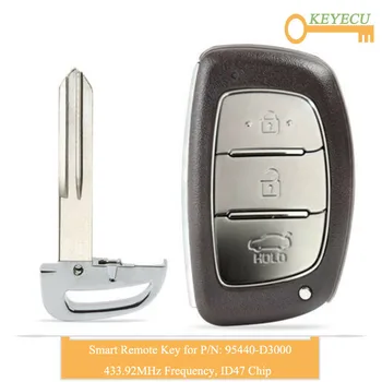 

KEYECU Smart Remote Control Car Key for Hyundai Tucson 2015 2016 2017, Fob 3 Button - 433.92MHz - ID47 Chip - P/N: 95440-D3000