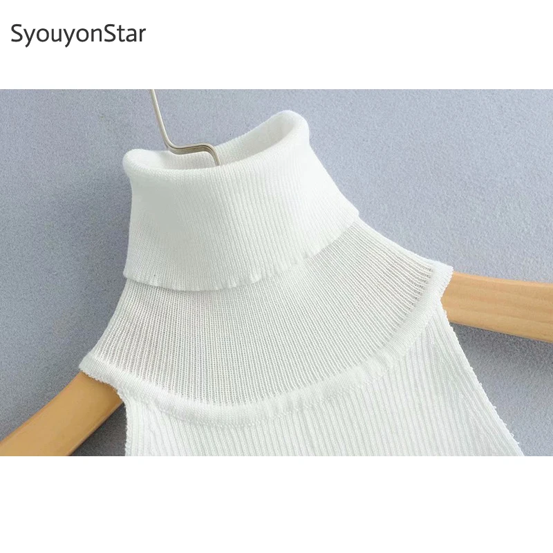 SyouyonStar трикотажный женский топ на бретелях женский с открытыми плечами белый Уличная женская одежда s летние топы