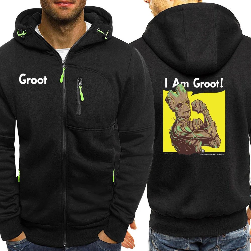Толстовки Groot Guardians Of The Galaxy, лидер продаж, осенний спортивный костюм, Мужская толстовка, модная куртка на молнии, мужская Толстовка Harajuku