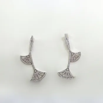 

925 Sterling silver Unique Multi-layer crystal shell earring Fashion geometric Fan earring Summer beach Sea Shell jewelry