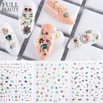 

3D Stickers for Nails Geometric Flower Star Design Slider Decals Blue Jewelry DIY Nail Art Decoration for Manicure CHDP401-412-1