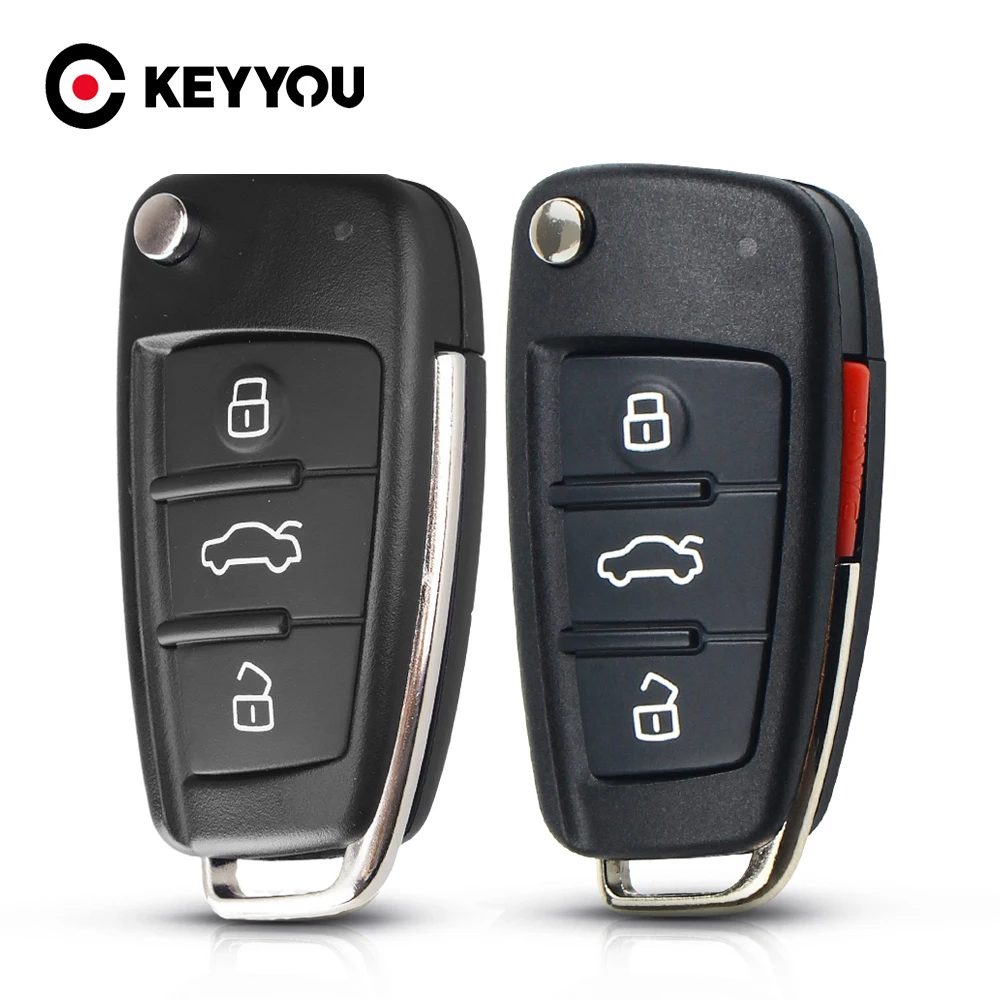 Складной флип чехол KEYYOU для Audi A6 A6L A2 A3 A4 A8 Q7 TT ключей с 3 кнопками|Ключ от авто| |