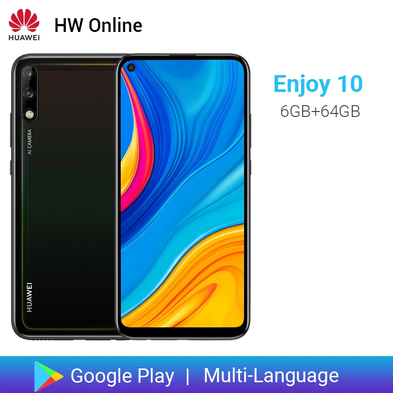 Huawei Enjoy 10 6 ГБ 64 Гб мобильный телефон 6,3" Kirin 710F Восьмиядерный 48MP двойная камера смартфон 4000 мАч мобильный телефон