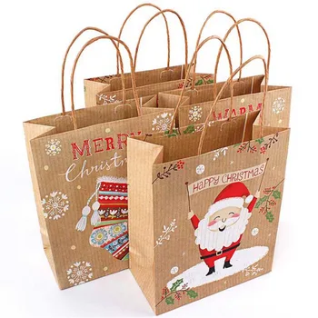 

4pcs Christmas Paper Gift Box Bags Natal Santa Claus Tree Candy Bags Box Kerst Christmas Decorations for Home Navidad Supplies