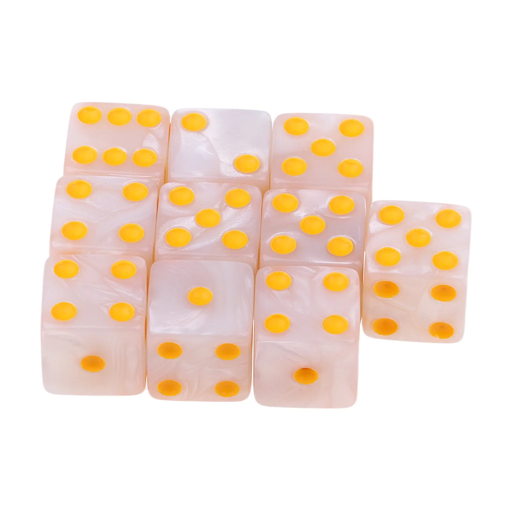10Pcs 16mm/0.63'' D6 Dices Six Sided Square Dies Toy for Pub Funny Game Accs
