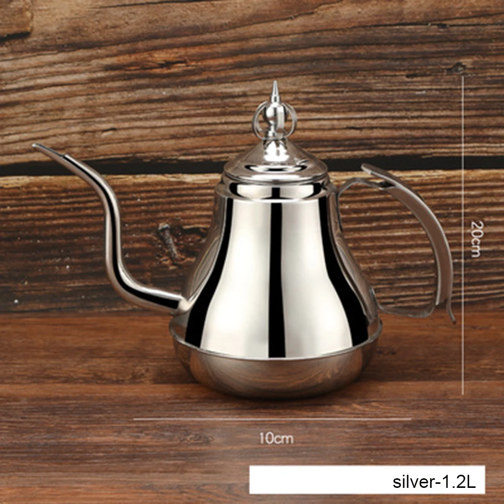 silver 1.8L 1.2L/1.8L чайник из нержавеющей стали, чайник для молока, кофеварка с длинным горлышком, кухонный инструмент, перколяторы, кофейник, пресс, мини-кофеварки - Цвет: silver 1.8L