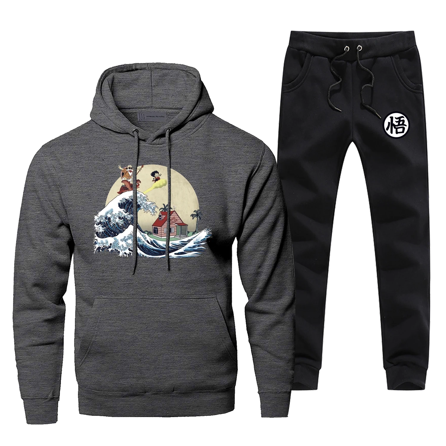Classic Japan Anime Hoodies Dragon Ball Ocean Waves Master Roshi Men's Fleece Hoodie+pants Sets Casual Winter Warm Sportswear Classic Japan Anime Hoodies Dragon Ball Ocean Waves Master Roshi Men's Fleece Hoodie+pants Sets Casual Winter Warm Sportswear