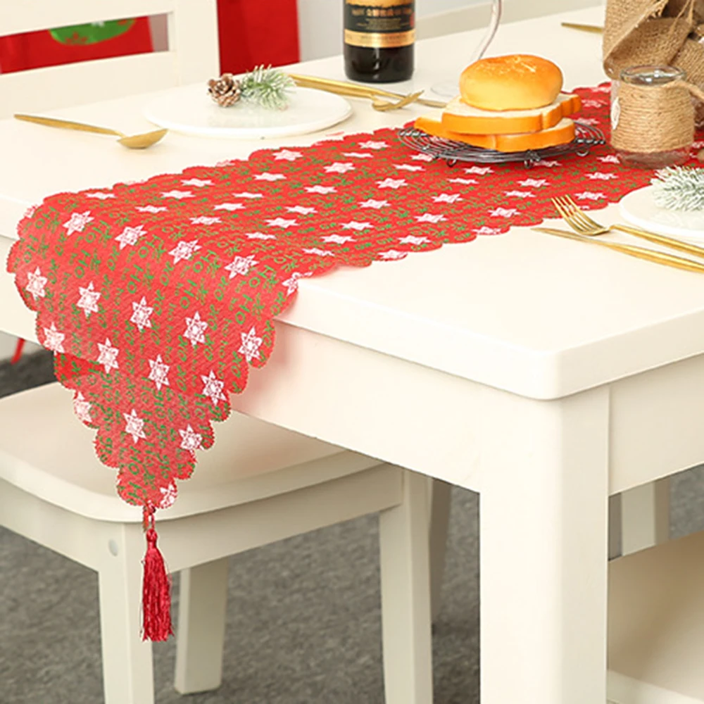 Christmas Printed Table Runner Tablecloth Cover Home Party Decor 180*35cm Table Placemat Hotel Home Festival Decoration