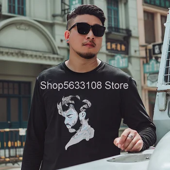 

T1245 Shirt Super Brand Big Size Men's Wear Autumn Long Sleeve T Shirt Fat Man Fat