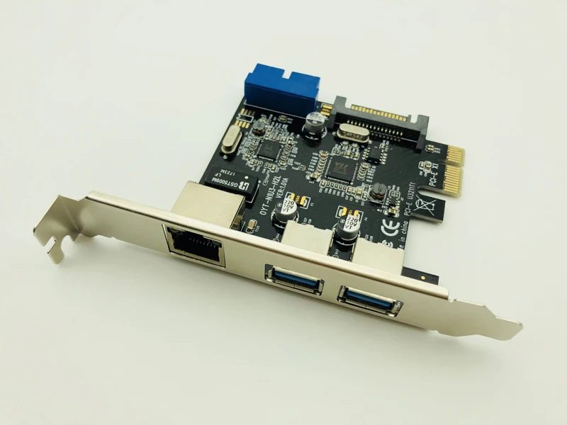 2 портами плата PCI Express USB 3,0+ RJ45 Gigabit Ethernet сетевой спереди Панель с Управление карта адаптера SATA& 20 контактный разъем