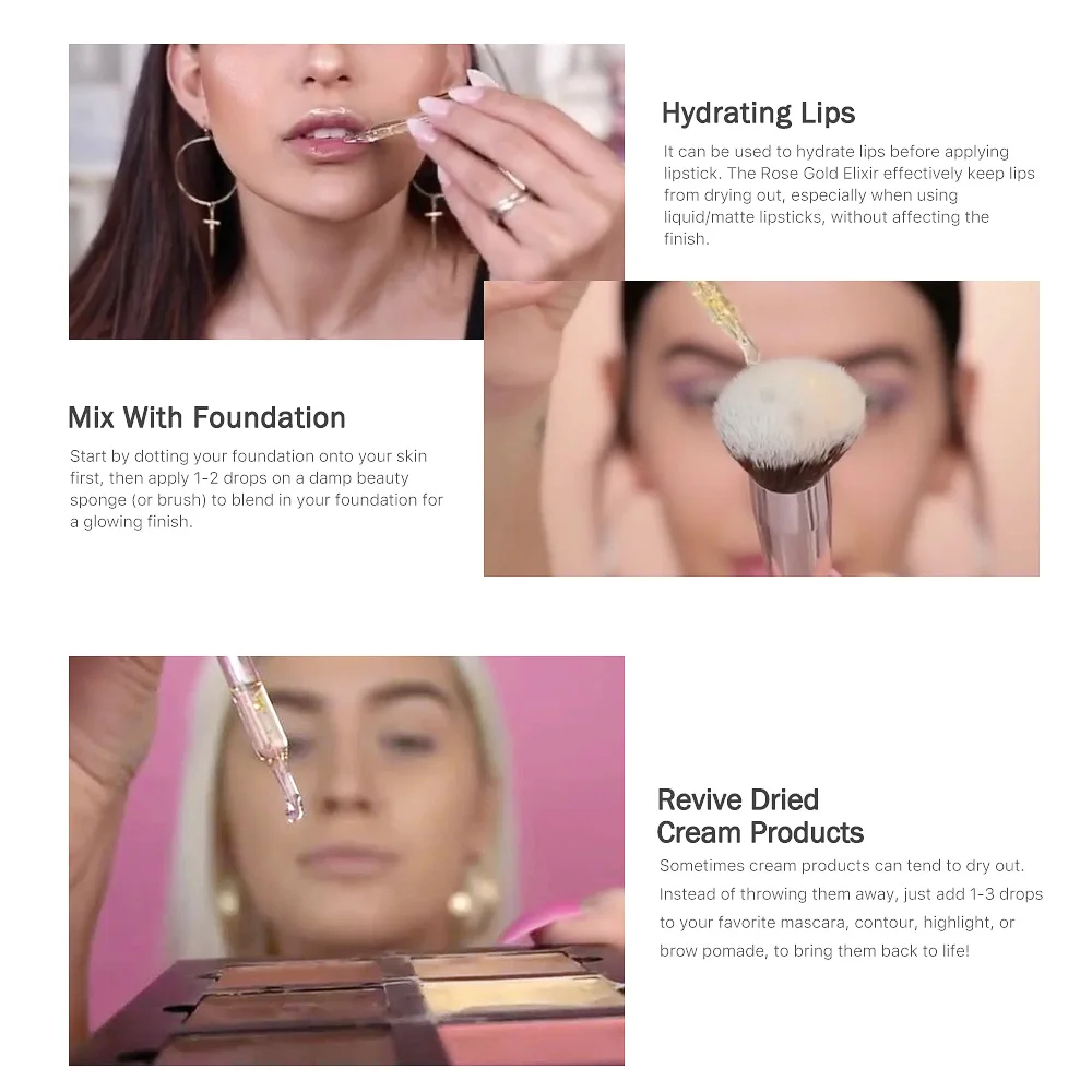 Эфирное масло эликсир 24 к из розового золота основа для макияжа губ лица