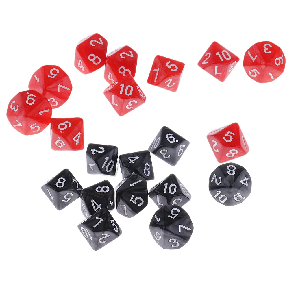 20 штук 10 сторонних игральных костей D10 для подземелий и драконов настольная игра