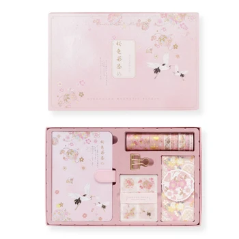 

1set Magnetic Buckle Clips With Paper Stickers Portable Horizontal Line Write Diary Travel Journal Notebook DIY Chinese Style