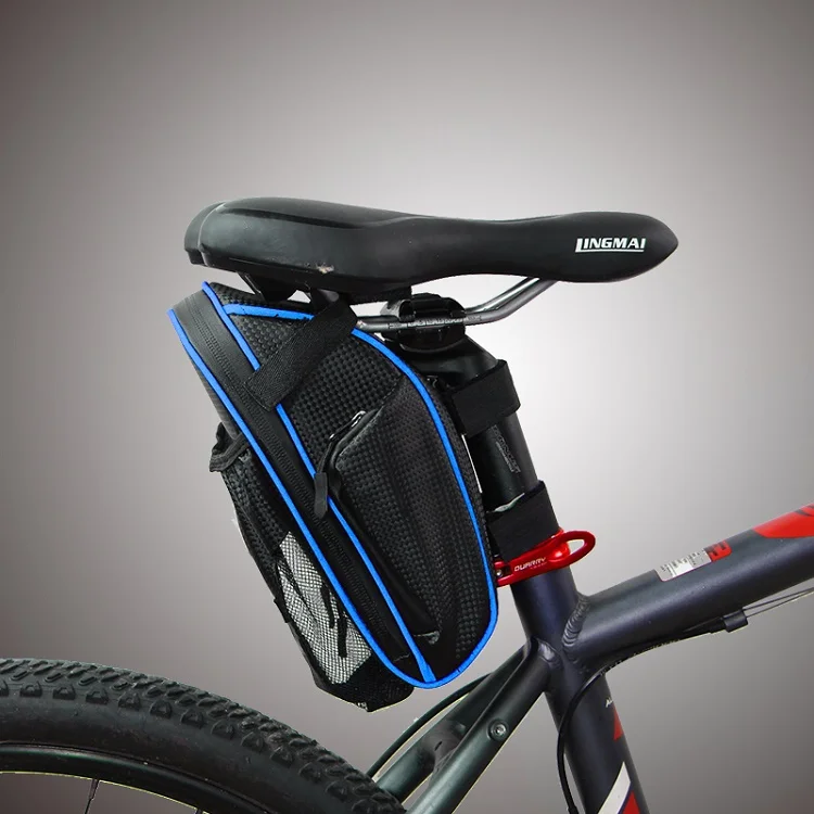 Blue MTB велосипед Водонепроницаемый задний мешок LINGMAI Аксессуары для велосипеда велосипед седельная сумка с бутылкой воды карман Велосипедное Заднее Сиденье Хвост сумка - Color: Blue